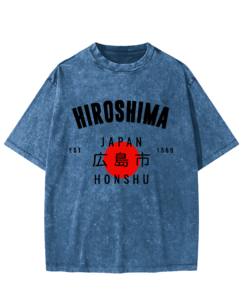 Hiroshima City, Japan Vintage Washed T-shirt-Zazasy