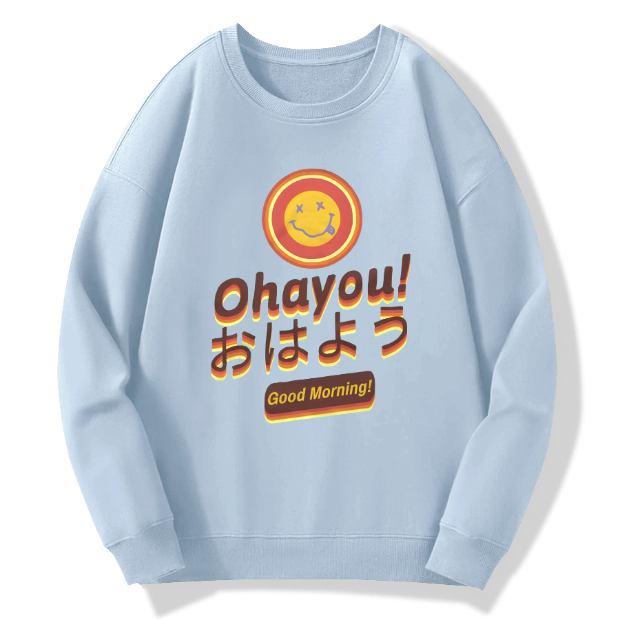 Smiling retro slogan Cotton Pullover Sweatshirt