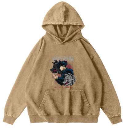 Cartoon Animal Pattern Japanese Style Vintage Distressed Hoodie-Zazasy