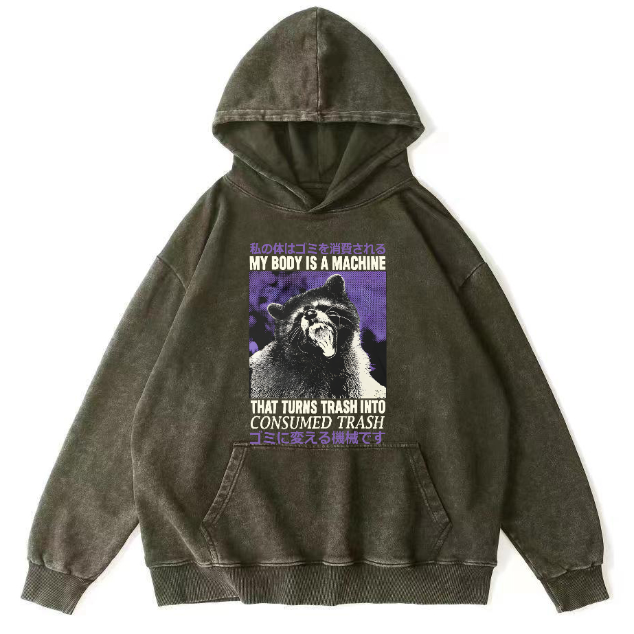 Angry Raccoon Vintage Distressed Hoodie-Zazasy