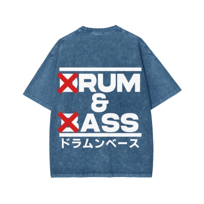 Drum & Bass Front And Back Printing  Washed T-shirt