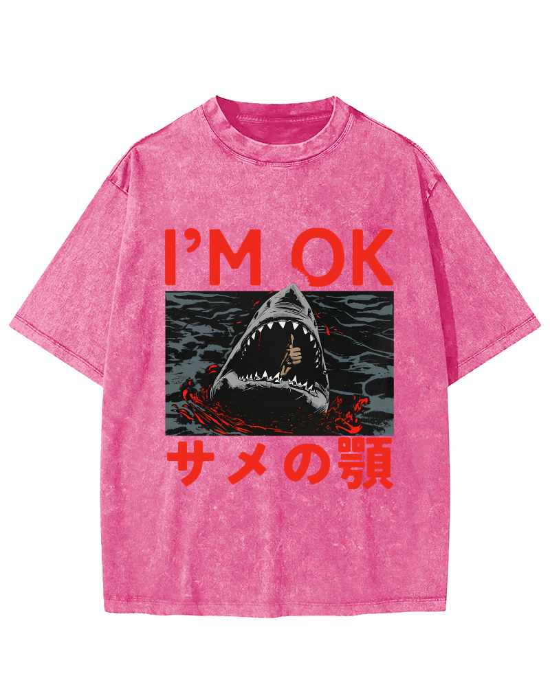 IM OK Japanese Style Vintage Washed T-shirt-Zazasy