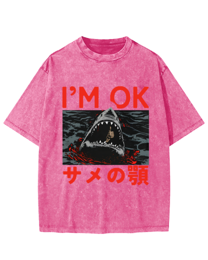 IM OK Japanese Style Vintage Washed T-shirt-Zazasy