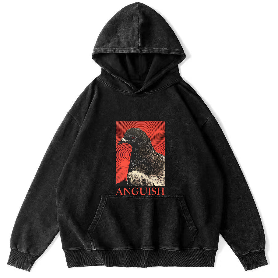 Retro Pigeon Pattern Vintage Distressed Hoodie-Zazasy