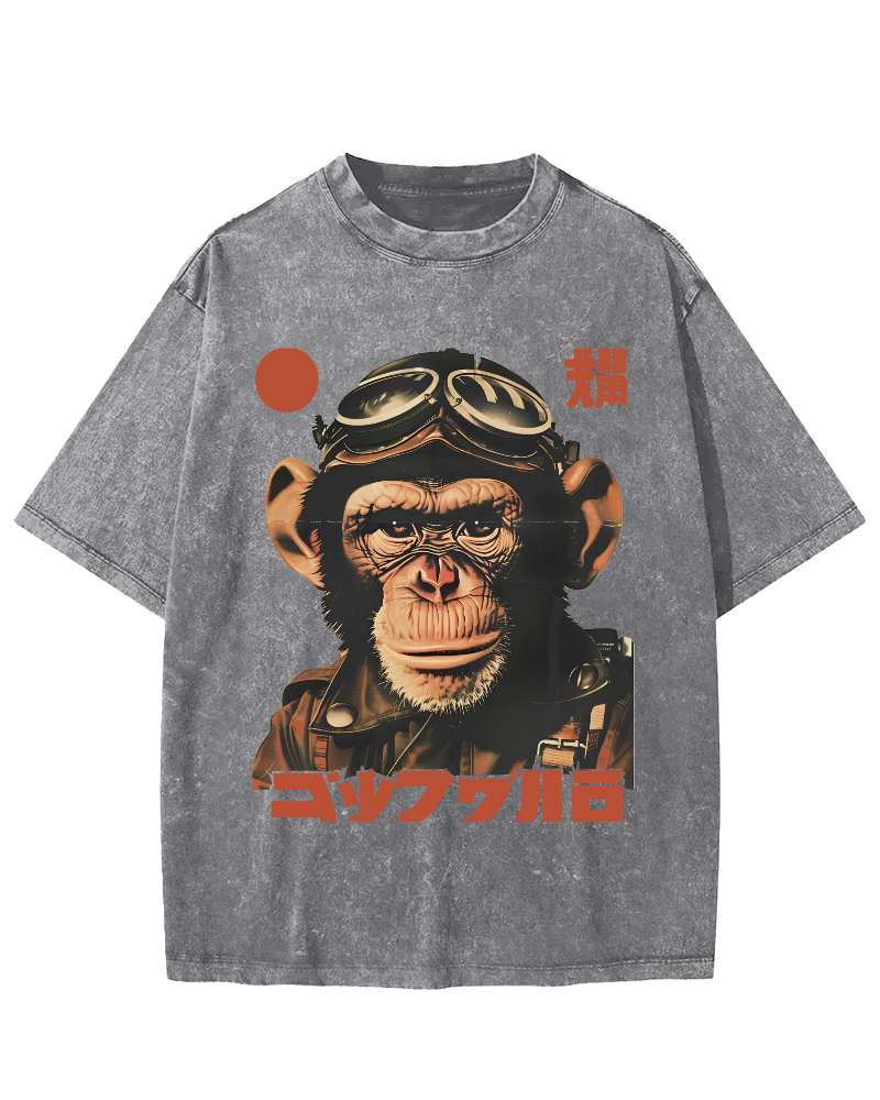 Gorilla Japanese Vintage Distressed T-shirt-Zazasy