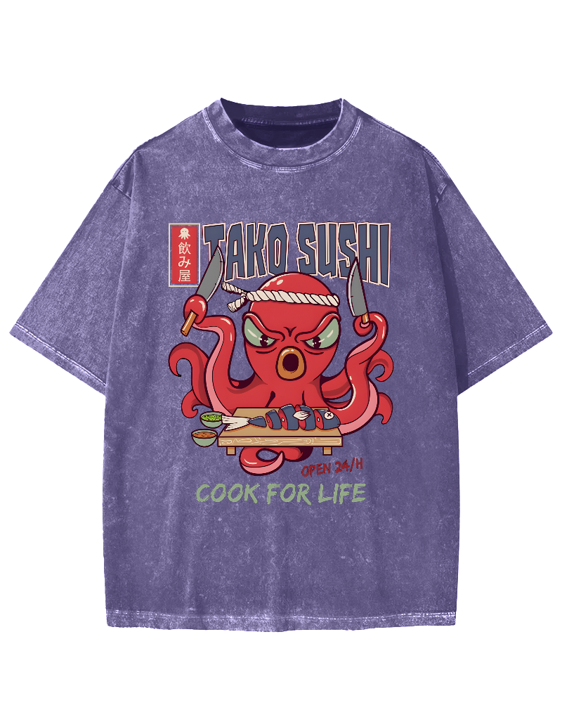 Tako Sushi Octopus Vintage Washed T-shirt