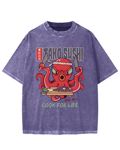 Tako Sushi Octopus Vintage Washed T-shirt