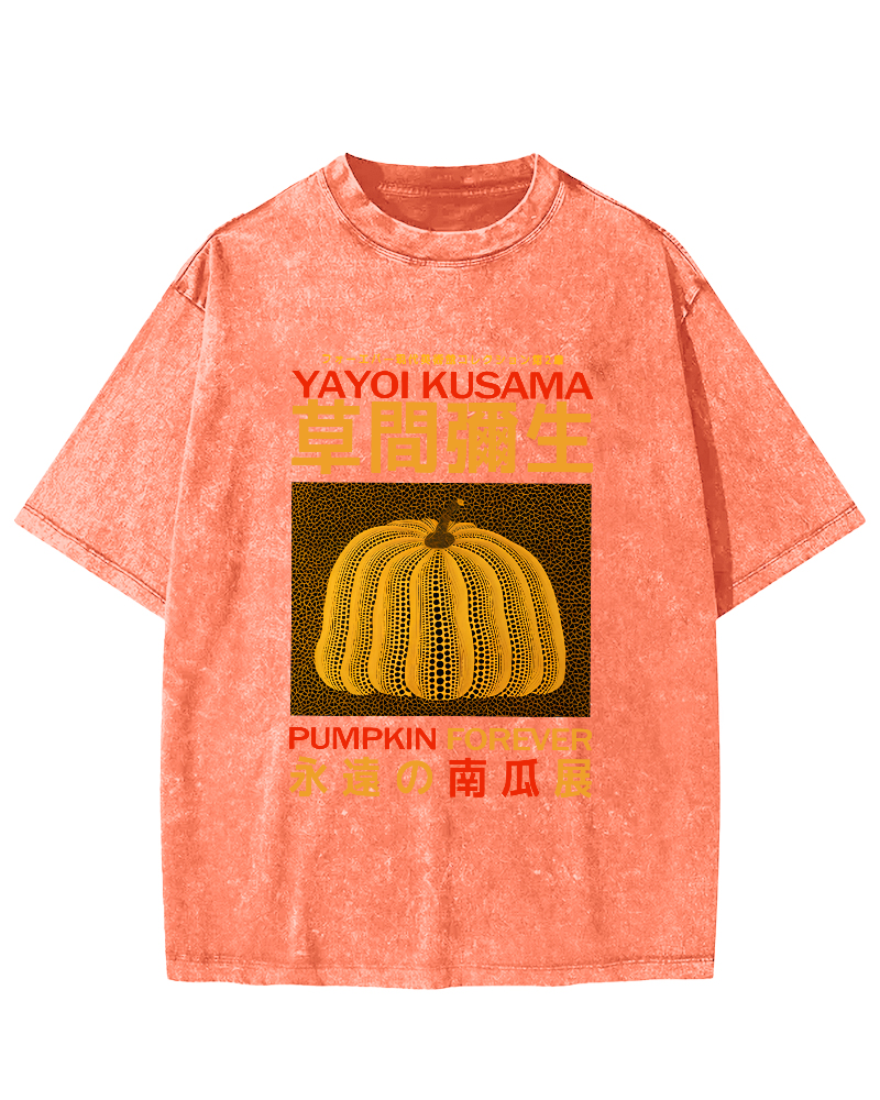 Halloween Pumpkin Japan Vintage Washed T-shirt-Zazasy