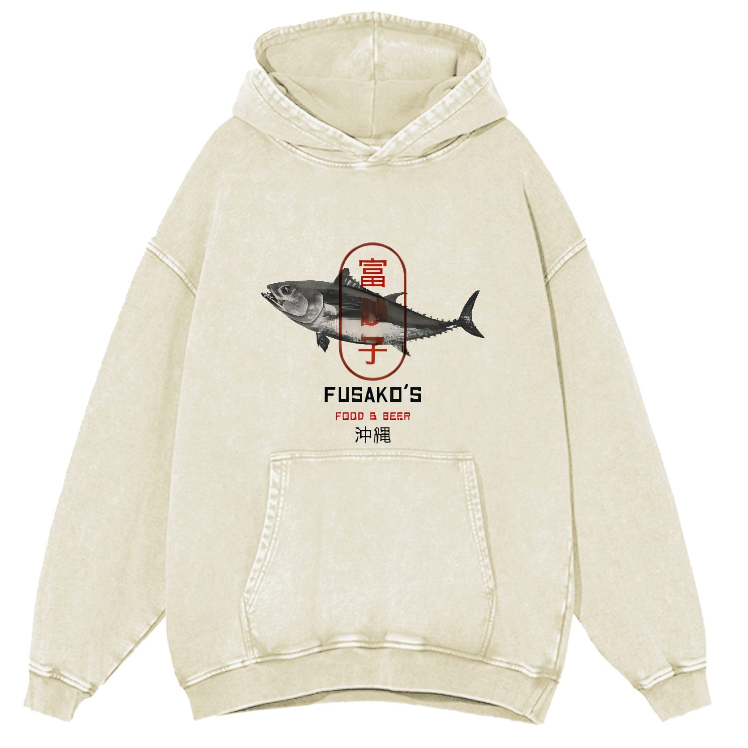 Seafood Market Japanese style washed hoodie-Zazasy