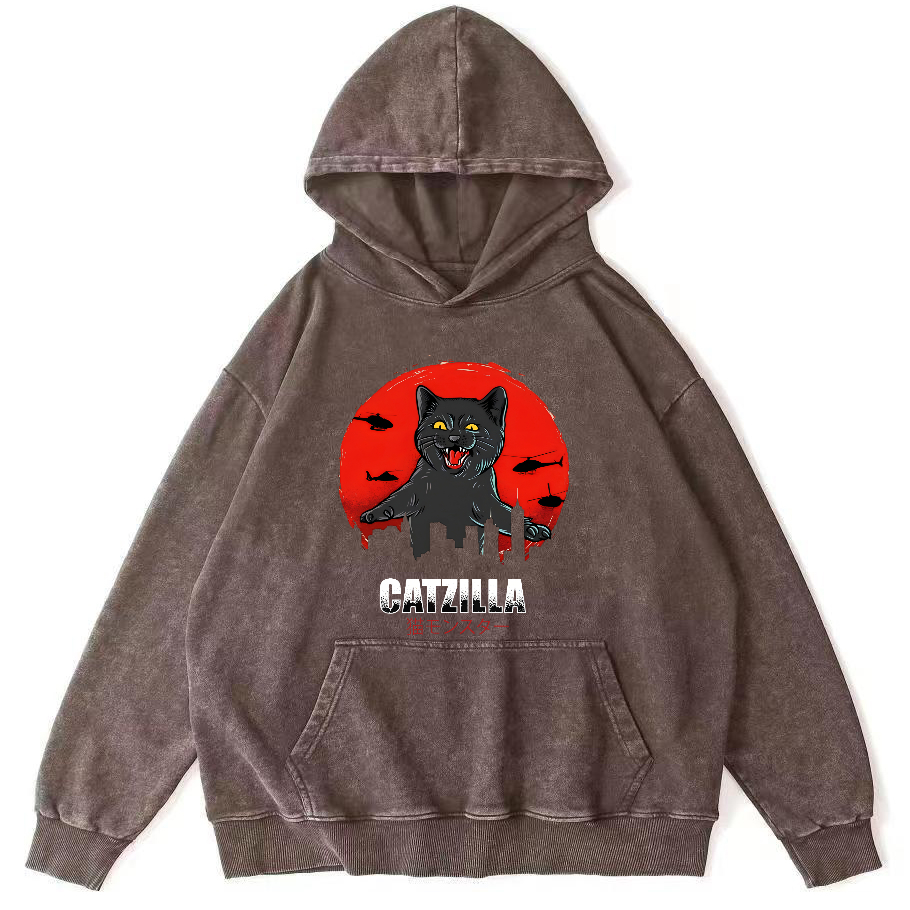 Kos Cat in Battle Japanese Style Vintage Distressed Hoodie-Zazasy