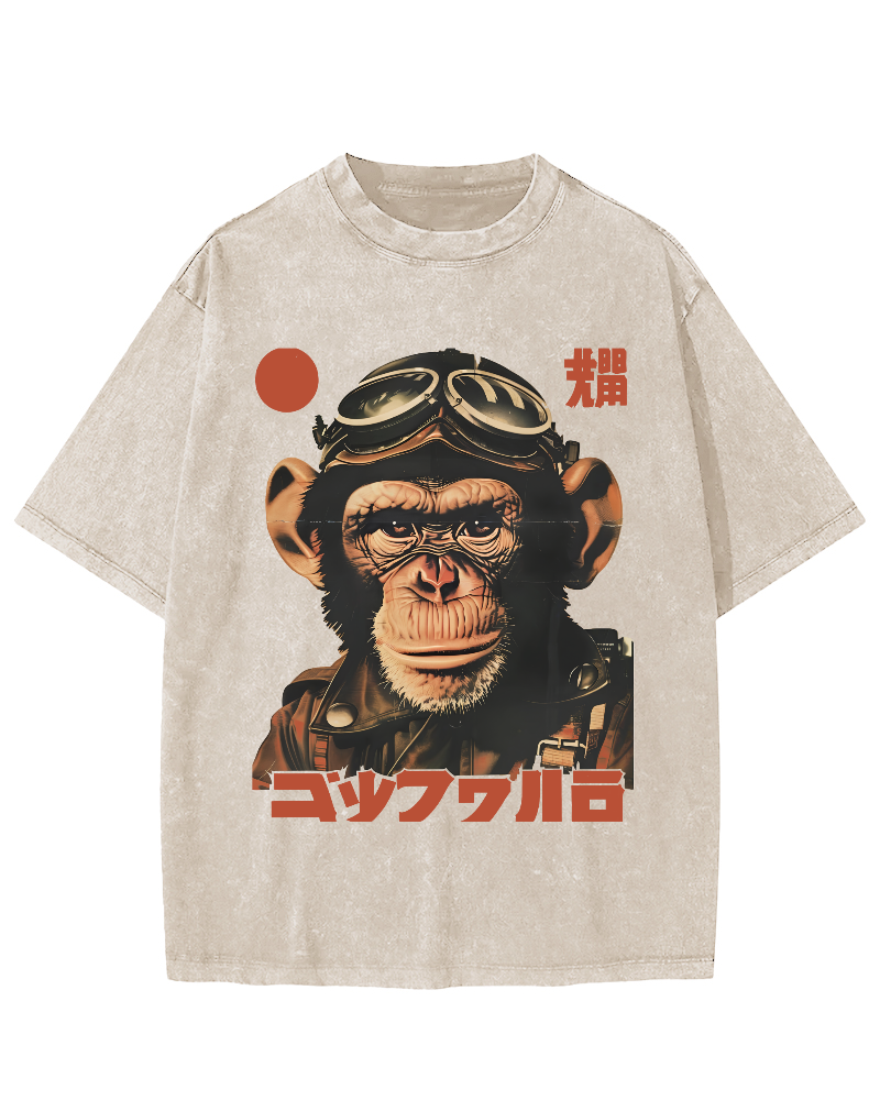 Gorilla Japanese Vintage Distressed T-shirt-Zazasy