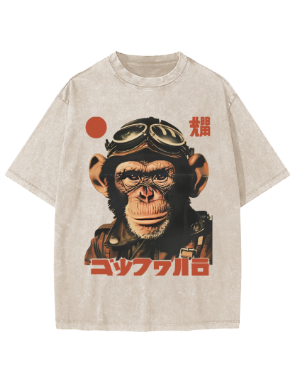 Gorilla Japanese Vintage Distressed T-shirt-Zazasy
