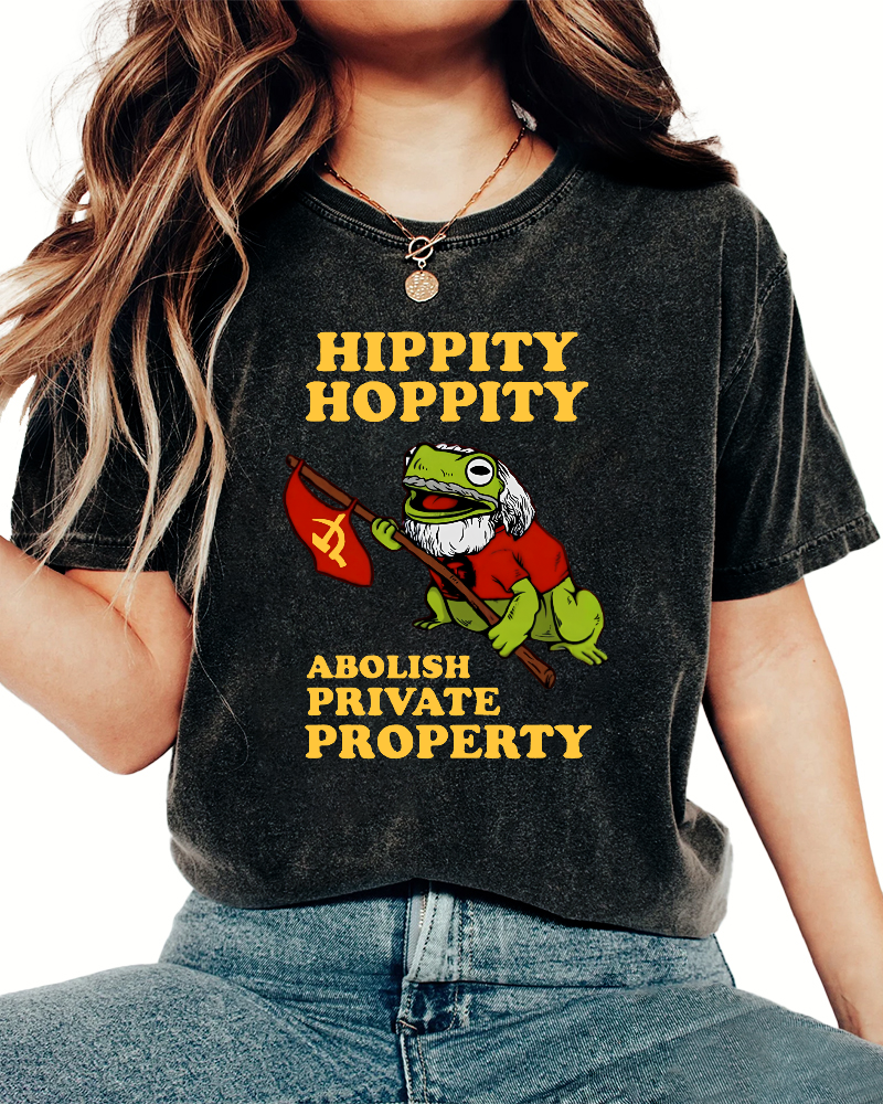 Hippity Hoppity Abolish Private Property  Vintage Washed T-shirt-Zazasy