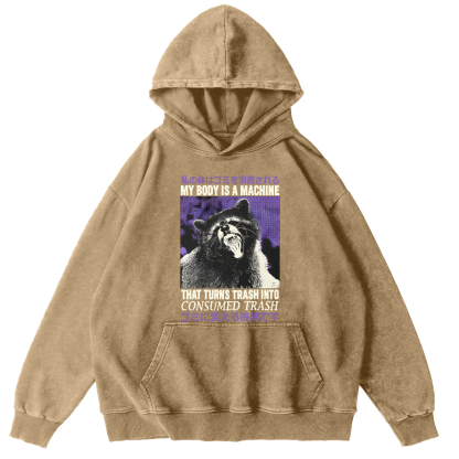 Angry Raccoon Vintage Distressed Hoodie-Zazasy