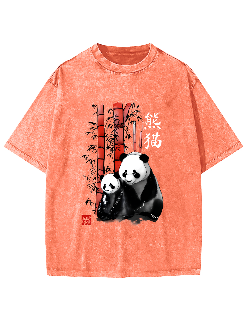Panda Who Loves To Eat Bamboo Vintage Washed T-shirt-Zazasy