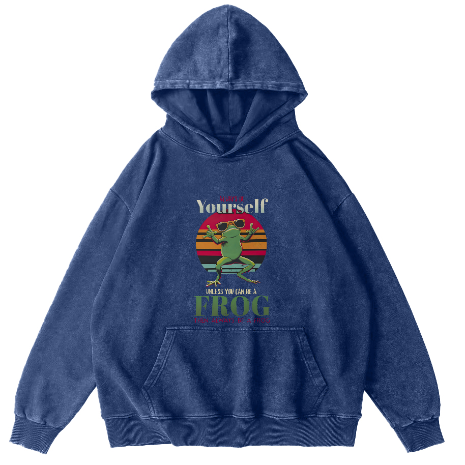 Personalized Frog Pattern Vintage Distressed Hoodie-Zazasy