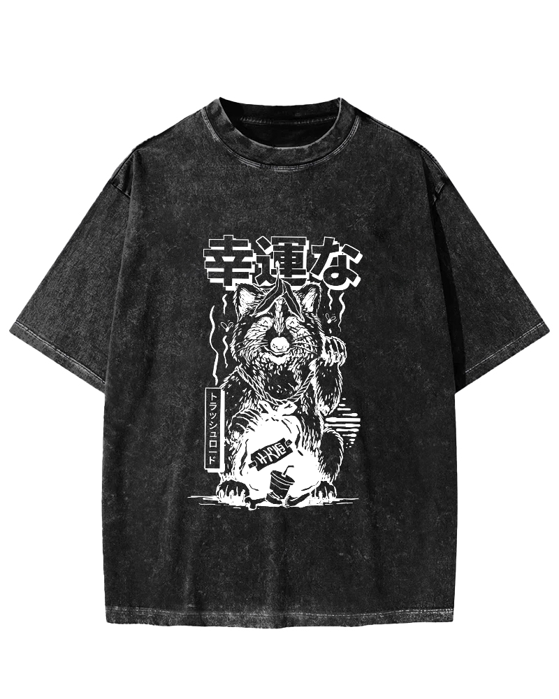 Lucky Japanese Vintage Distressed T-shirt-Zazasy