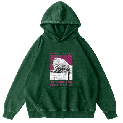 Retro Raccoon Pattern Japanese Style Vintage Distressed Hoodie-Zazasy