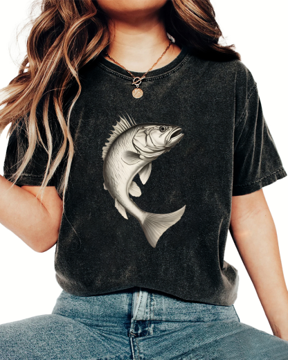 Sea Fsh Pattern Vintage Distressed T-shirt-Zazasy