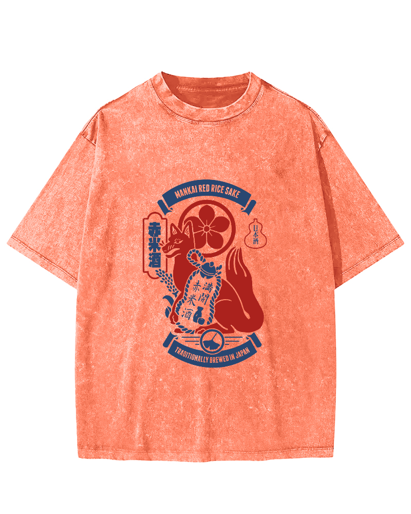 Japanese Retro Gog Pattern Vintage Distressed T-shirt-Zazasy