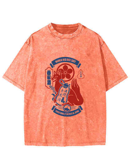 Japanese Retro Gog Pattern Vintage Distressed T-shirt-Zazasy