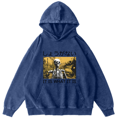 Retro Skeleton Japanese Style Vintage Distressed Hoodie-Zazasy