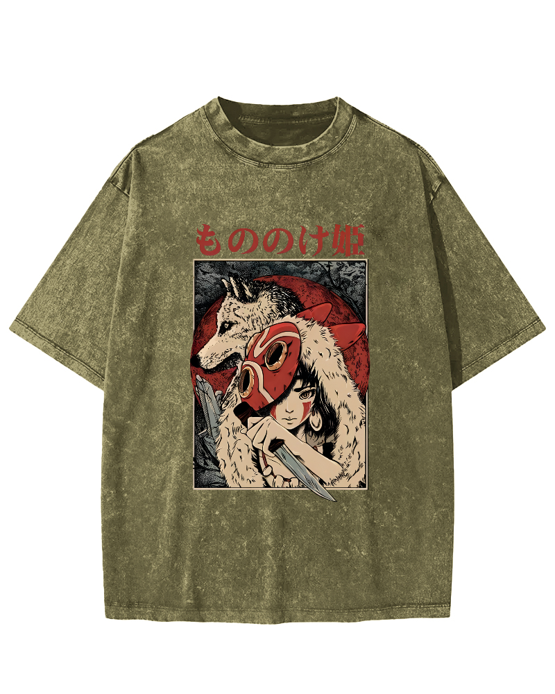 Anime Pattern Japanese Style Vintage Distressed T-shirt-Zazasy