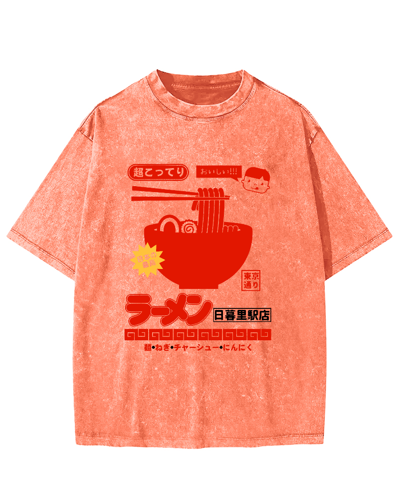 Tokyo Lamian Noodles Vintage Washed T-shirt-Zazasy