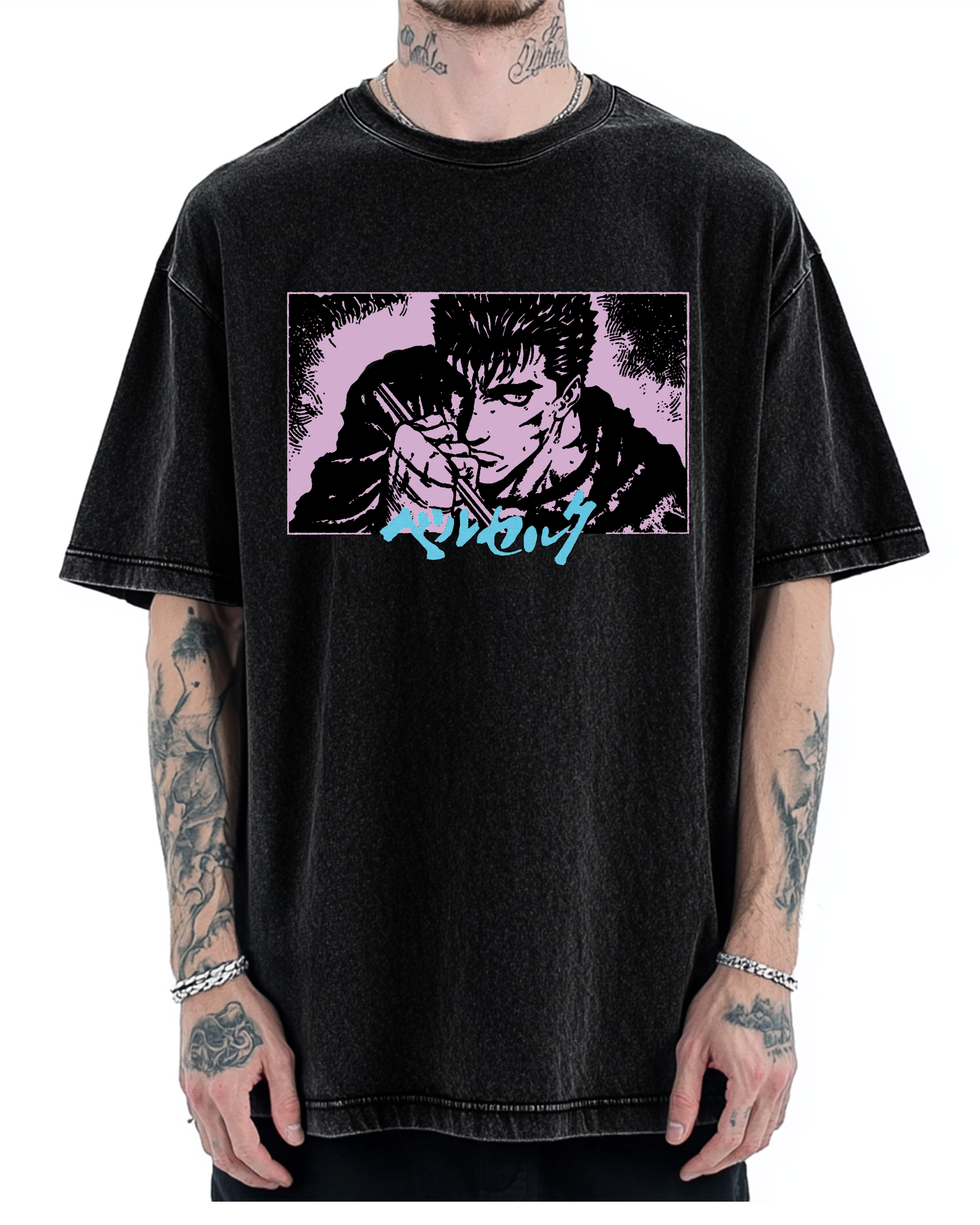 Japanese Anime BERSERK Vintage Washed T-shirt