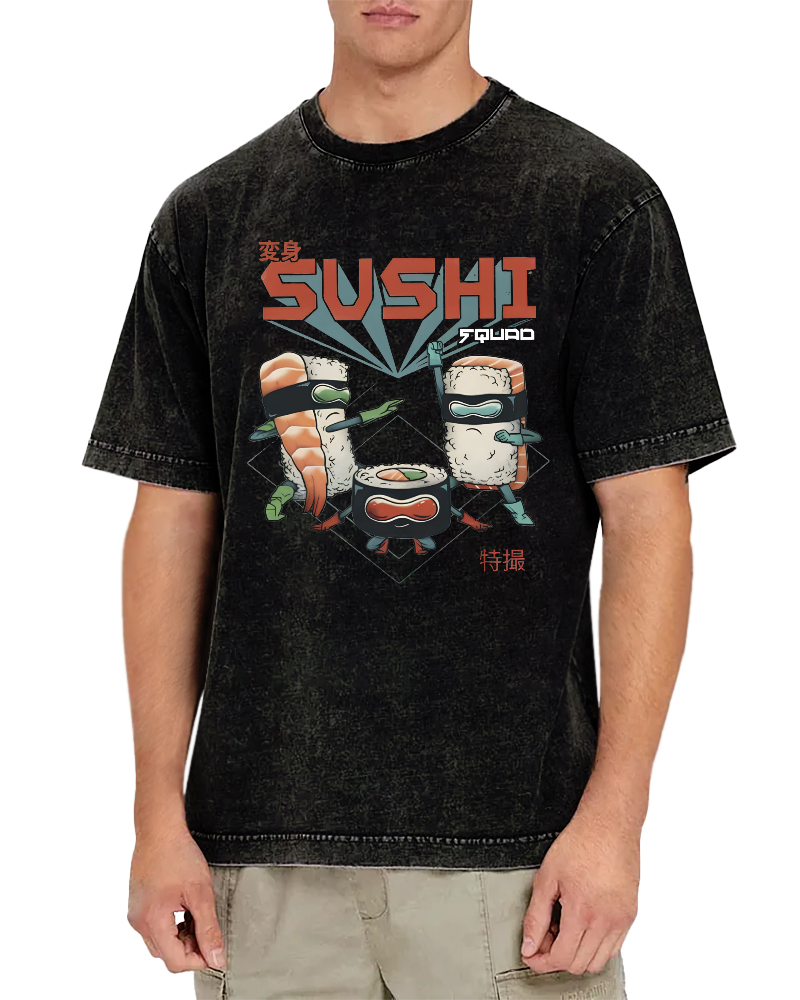 Tokyo Sushi Vintage Washed T-shirt-Zazasy