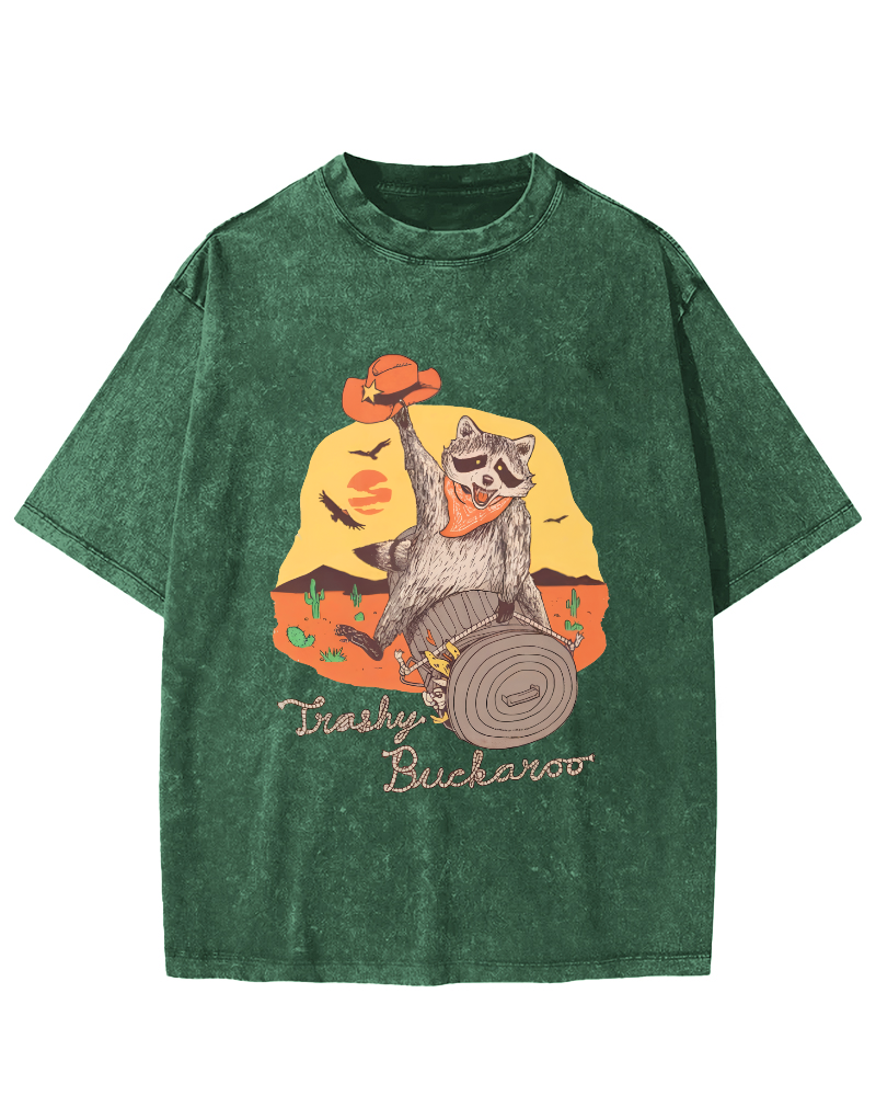 Raccoons Celebrating Halloween Vintage Distressed T-shirt-Zazasy