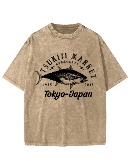The Highest Quality Tuna in Japan Vintage Washed T-shirt-Zazasy
