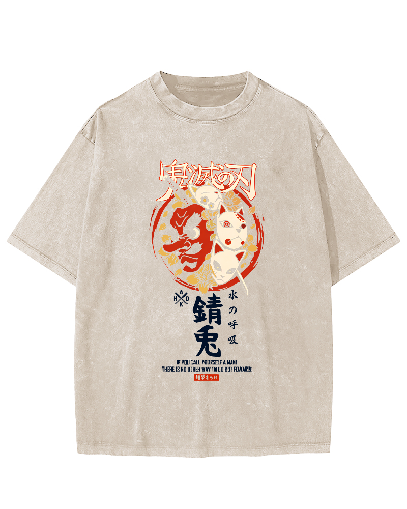 Rabbit Essence Japanese Style Vintage Washed T-shirt-Zazasy