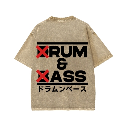 Drum & Bass Front And Back Printing  Washed T-shirt