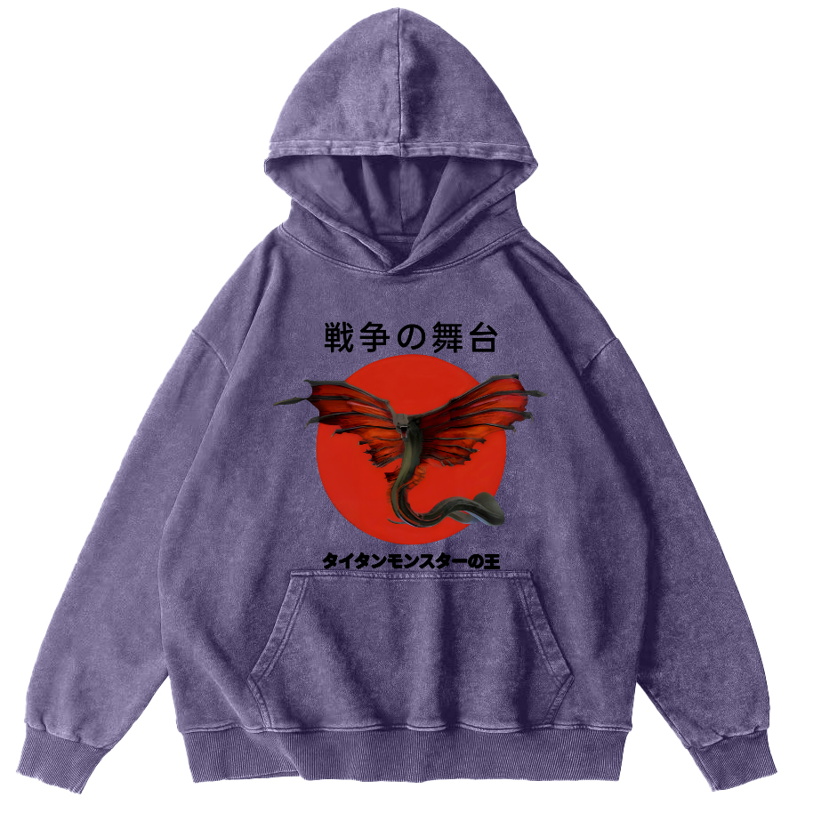 Battle Bat Vintage Washed Hoodie-Zazasy