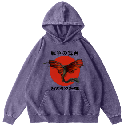 Battle Bat Vintage Washed Hoodie-Zazasy