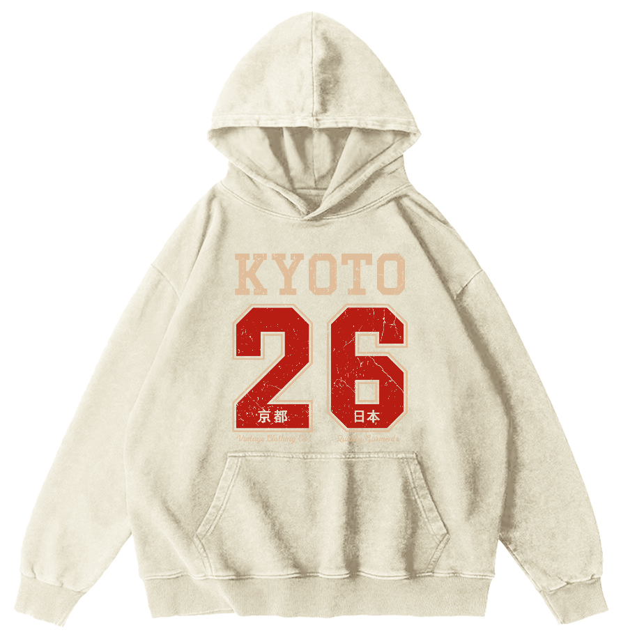 Kyoto Japan No. 26 Vintage Washed Hoodie-Zazasy