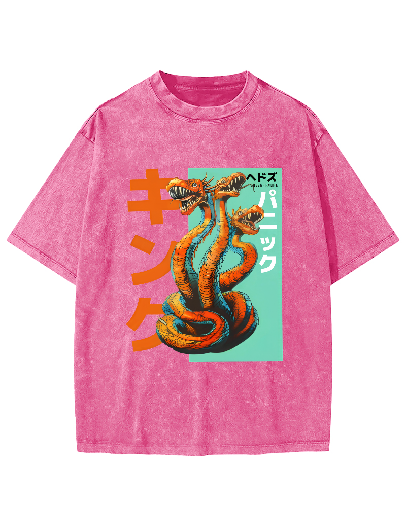 Queen Hydra Monster Vintage Washed T-shirt-Zazasy