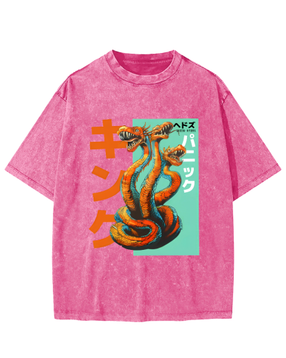 Queen Hydra Monster Vintage Washed T-shirt-Zazasy