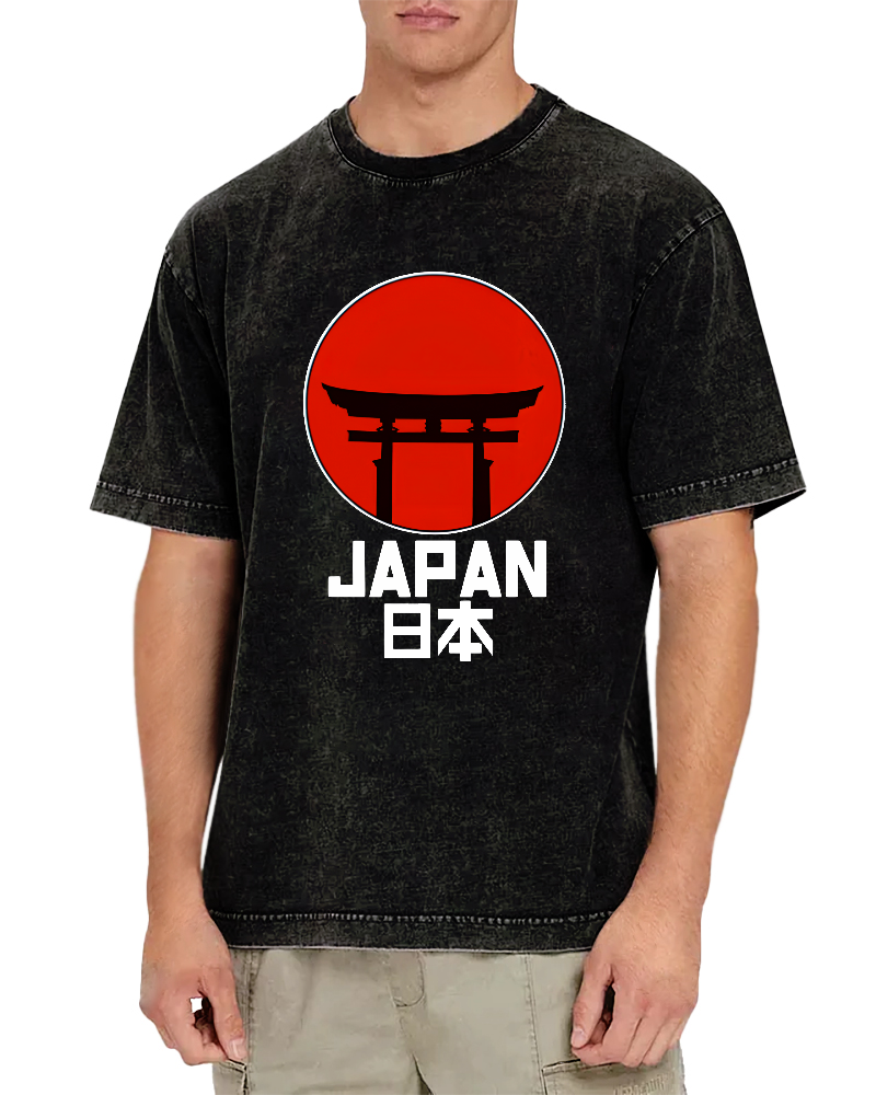 Japanese Logo Pattern Vintage Distressed T-shirt-Zazasy