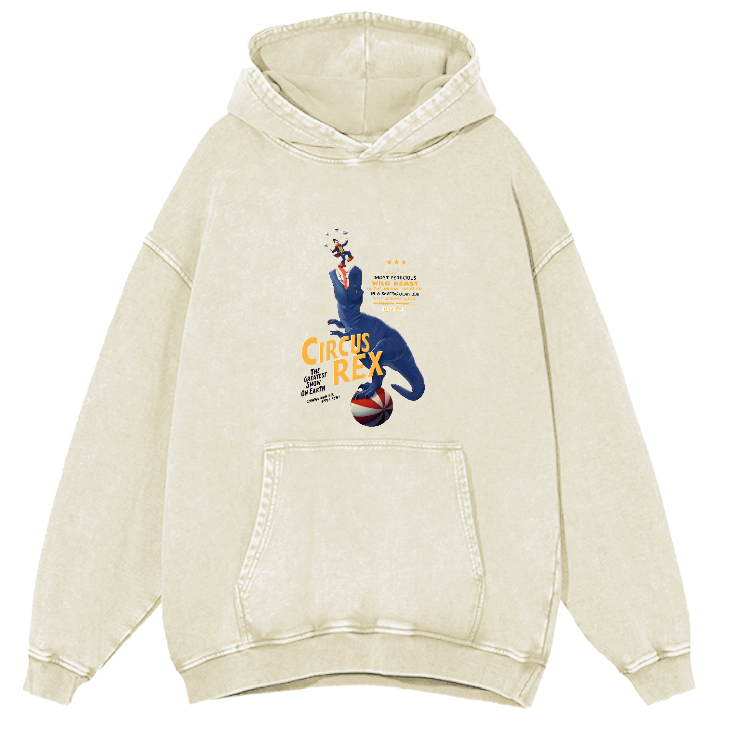 Cartoon Dinosaur Japanese Washed Hoodie-Zazasy