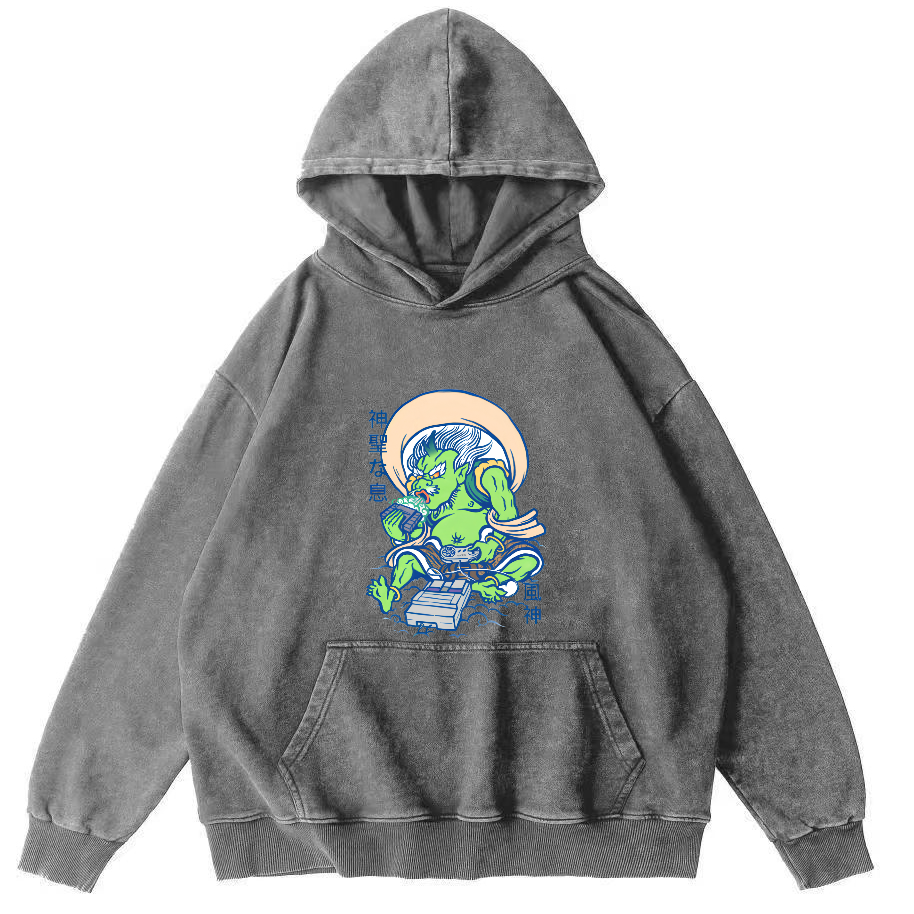 Cartoon Japanese Monster Vintage Distressed Hoodie-Zazasy
