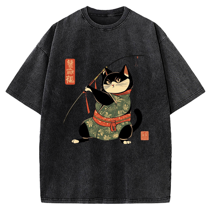 Japan Cat Archery Vintage Washed T-shirt