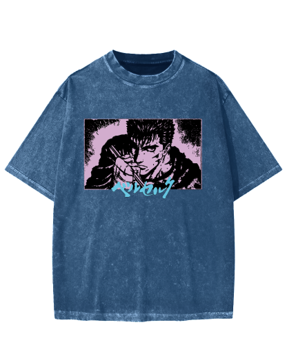 Japanese Anime BERSERK Vintage Washed T-shirt