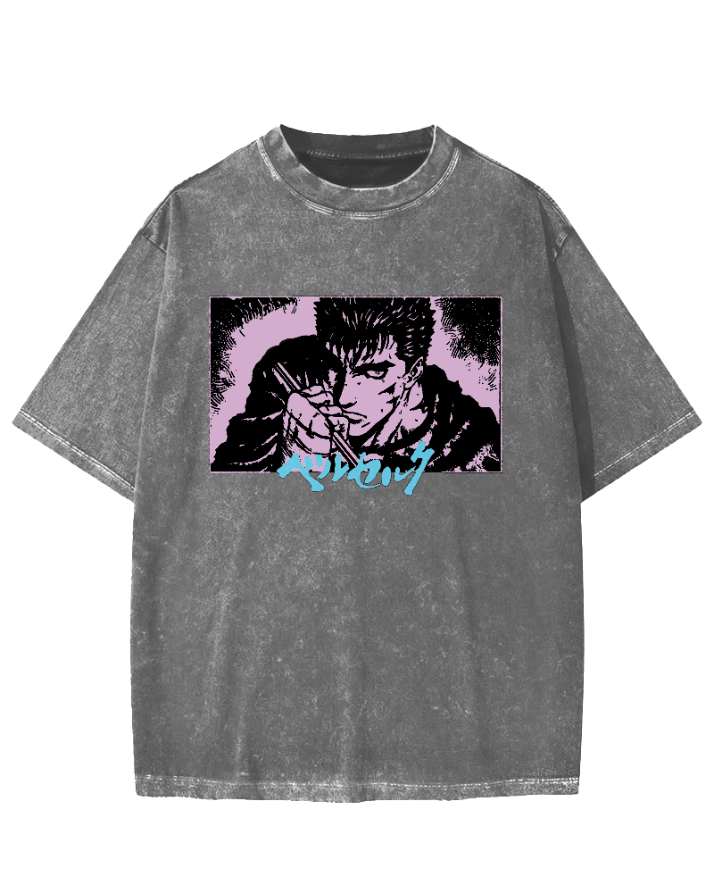 Japanese Anime BERSERK Vintage Washed T-shirt