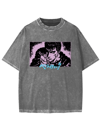 Japanese Anime BERSERK Vintage Washed T-shirt