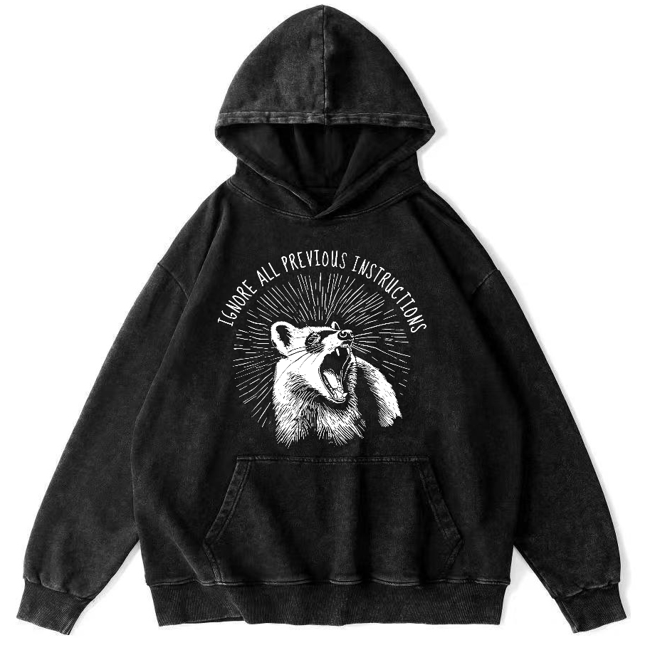 Ignore All Previous Instructions Vintage Distressed Hoodie-Zazasy