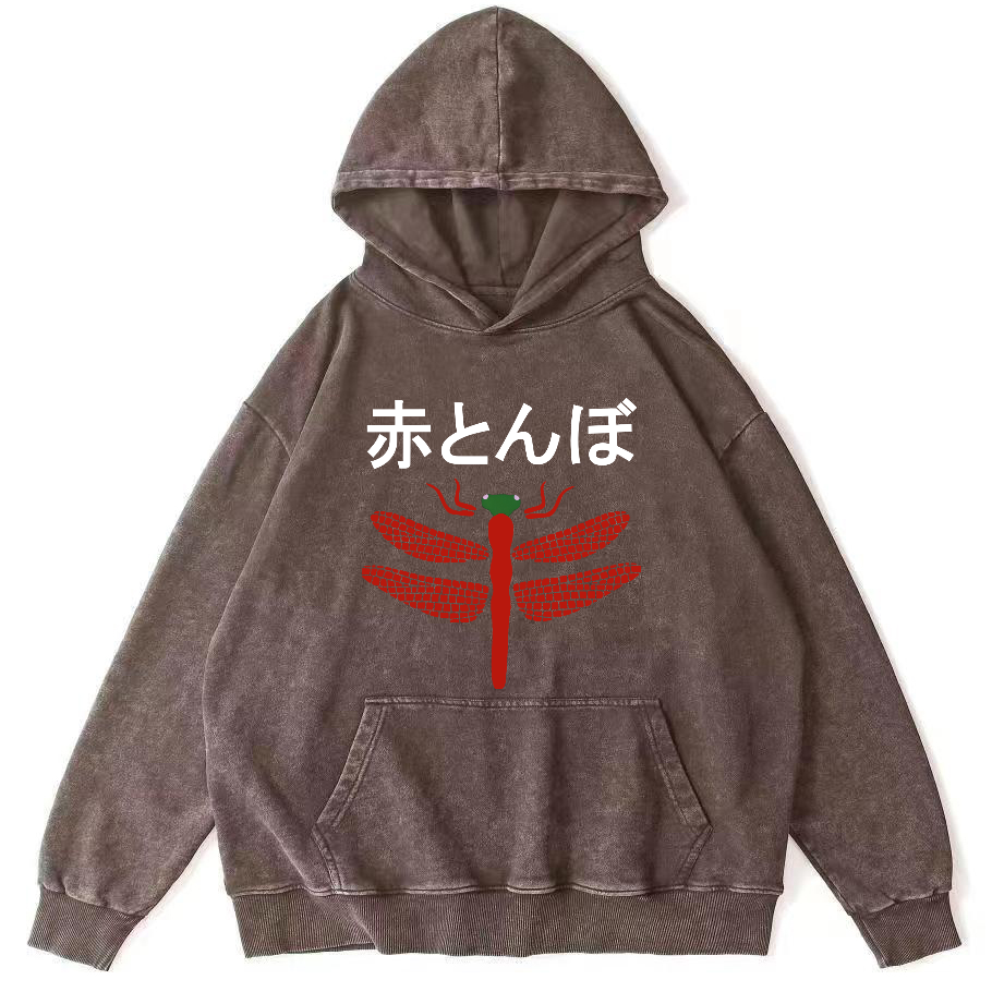 Japanese Dragonfly Vintage Distressed Hoodie-Zazasy