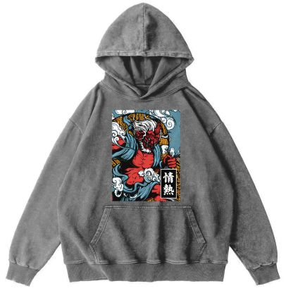 Passionate Japanese Style Image Vintage Distressed Hoodie-Zazasy