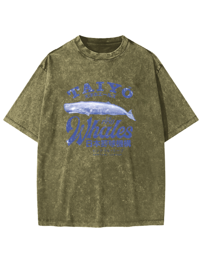 Japanese Ocean Fish Pattern Vintage Distressed T-shirt-Zazasy